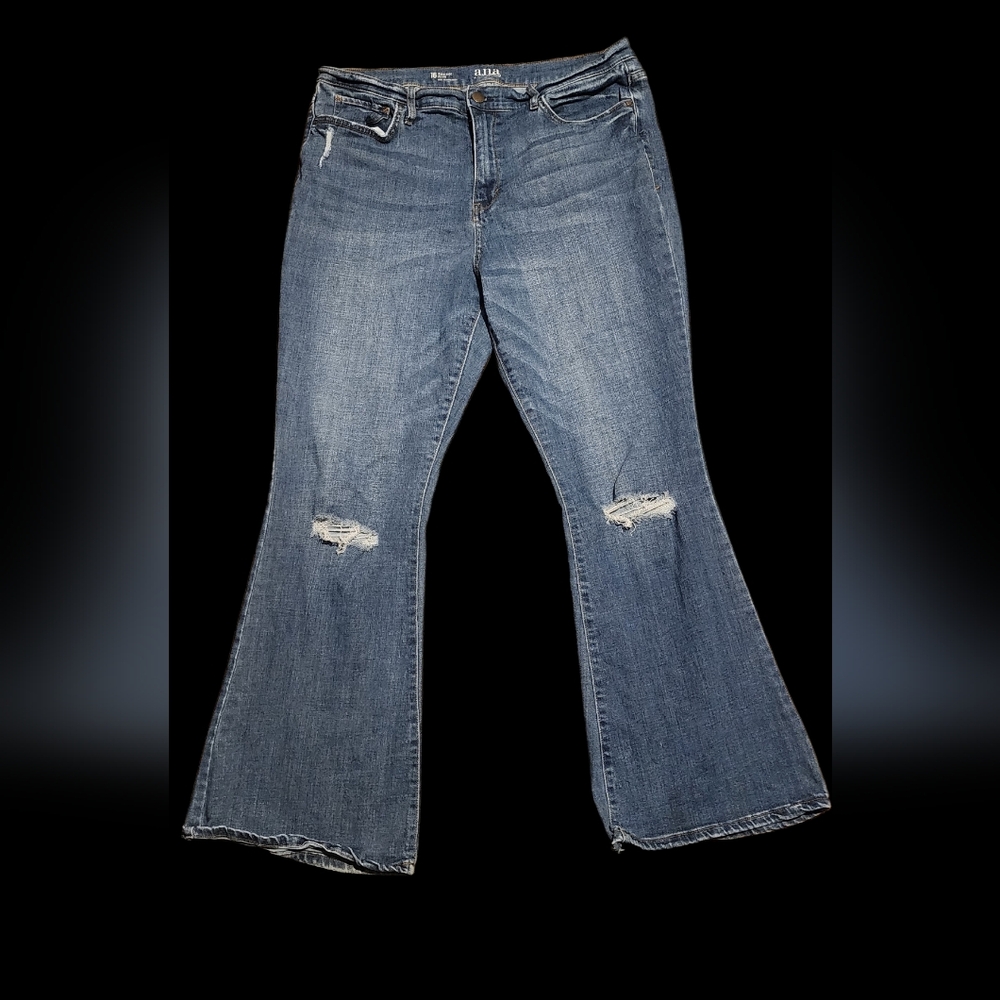 a.n.a Distressed Blue Flare Leg Jeans